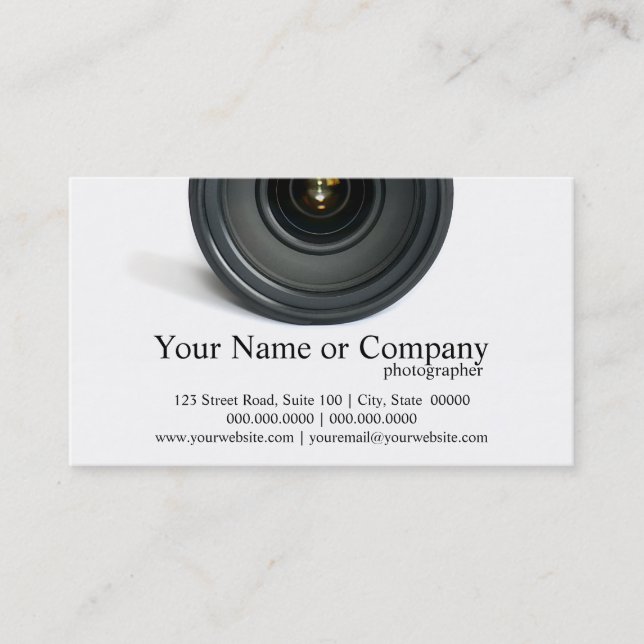 Photographer Camera Lens Business Cards (Front)