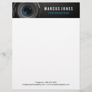 Photographer Camera Lense Branding Letterhead