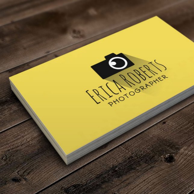 Photographer Camera Minimal Yellow Photography Business Card (Creator Uploaded)