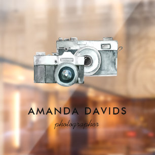 Photographer Camera Modern Minimalist Watercolor Window Cling
