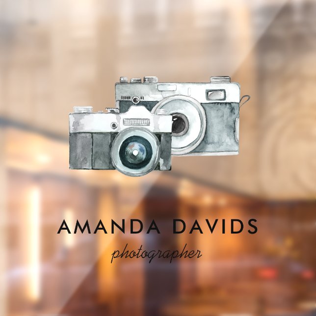 Photographer Camera Modern Minimalist Watercolor  Window Cling (Sheet 2)