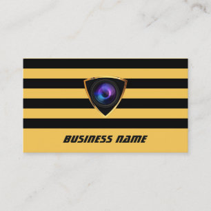 Photographer Camera Modern Stripes Photography Business Card