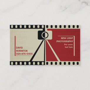 Photographer camera photography black, red, beige business card