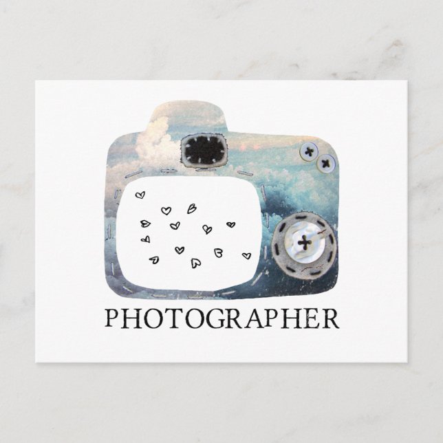 Photographer Cloudy Camera Hearts Postcard (Front)