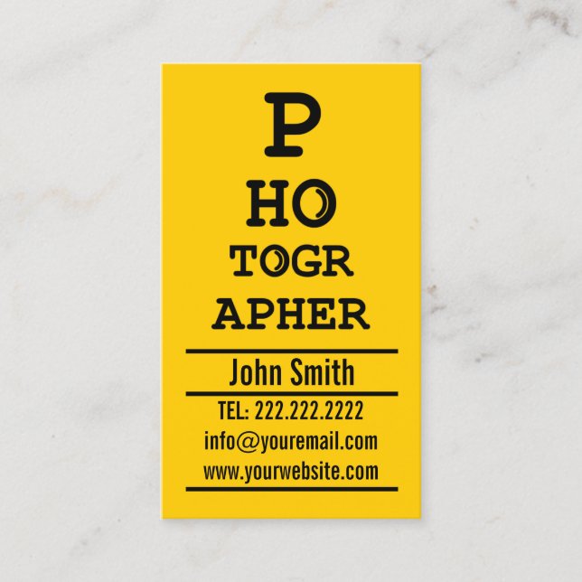 Photographer Creative Typographic Photography Business Card (Front)