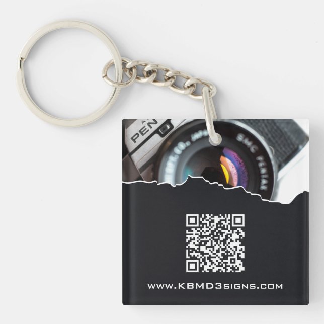 Photographer Custom Photo Black & White Key Ring (Front)