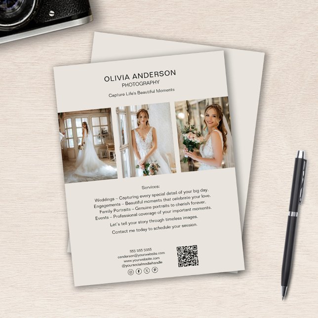 Photographer Custom Photo QR Social Media Business Flyer (Photographer Custom Photo QR Social Media Business Flyer)