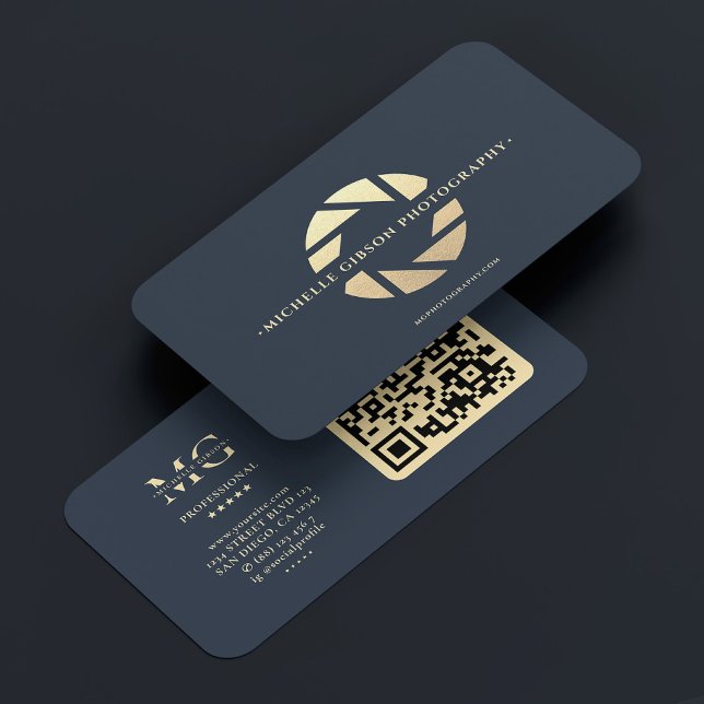 Photographer Dark Blue Gold Camera Lens Modern Business Card (Photographer Dark Blue Gold Camera Lens Modern Business Card
)