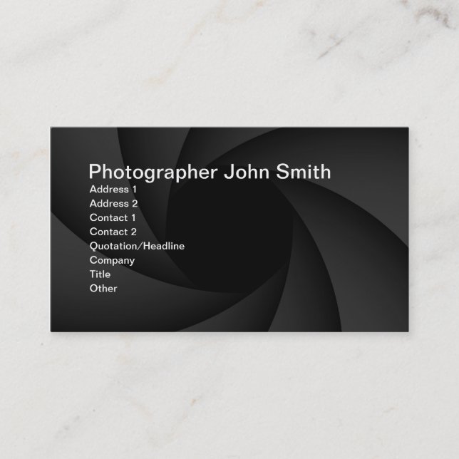 Photographer diaphragm business card (Front)