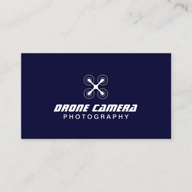 Photographer Drone Aerial Video & Photography Navy Business Card (Front)
