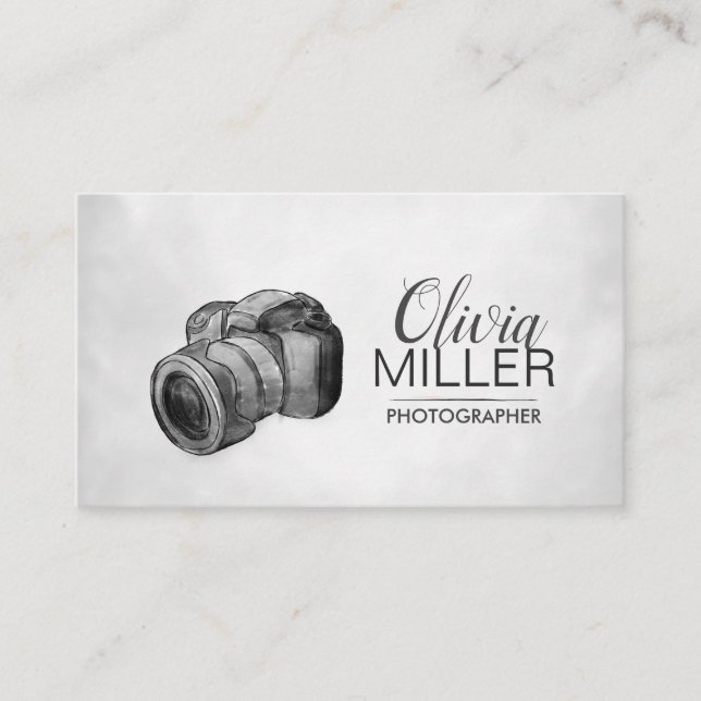 Photographer - DSLR Camera Watercolor sketch Busin Business Card (Front)