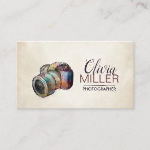 Photographer - DSLR Camera Watercolor sketch Business Card