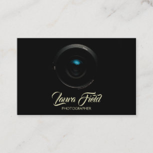 Photographer Elegant Black Camera Lens Business Card