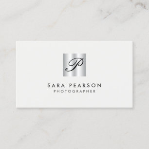 Photographer Faux Silver Monogram Business Card