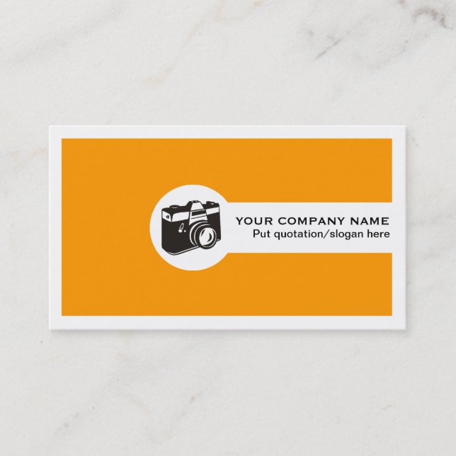 Photographer feminine business cards-orange business card (Front)