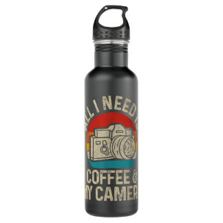 Photographer Gift Coffee & Camera Funny Vintage Ph 710 Ml Water Bottle