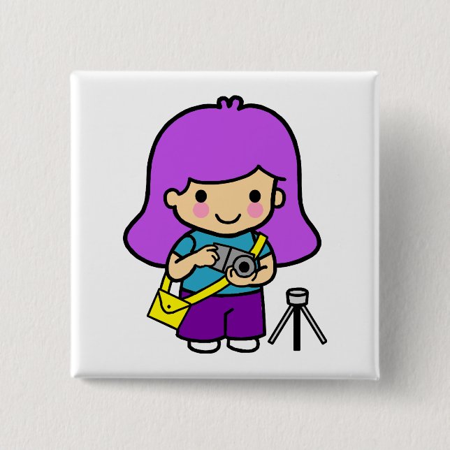 Photographer Girl 15 Cm Square Badge (Front)