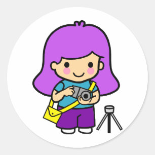Photographer Girl Classic Round Sticker