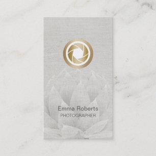 Photographer Gold Shutter Elegant Lotus Floral Business Card