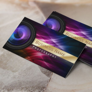 Photographer Gold Striped Aurora Modern Business Card