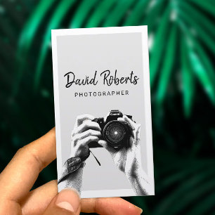 Photographer Holding Camera Elegant Photography Bu Business Card