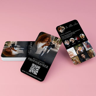 Photographer Instagram Influencer QR Code Black Business Card