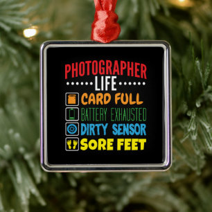 Photographer Life Funny Icon List Metal Tree Decoration