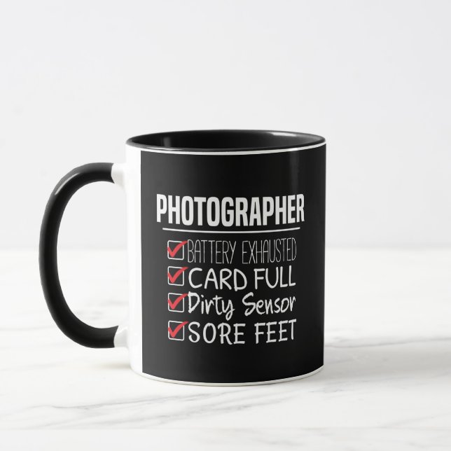 Photographer Life - Funny Photography Checklist Mug (Left)