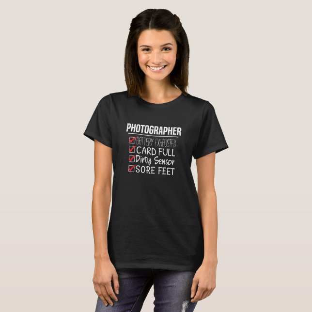 Photographer Life - Funny Photography Checklist T-Shirt (Front Full)