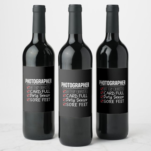 Photographer Life - Funny Photography Checklist Wine Label (Bottles)