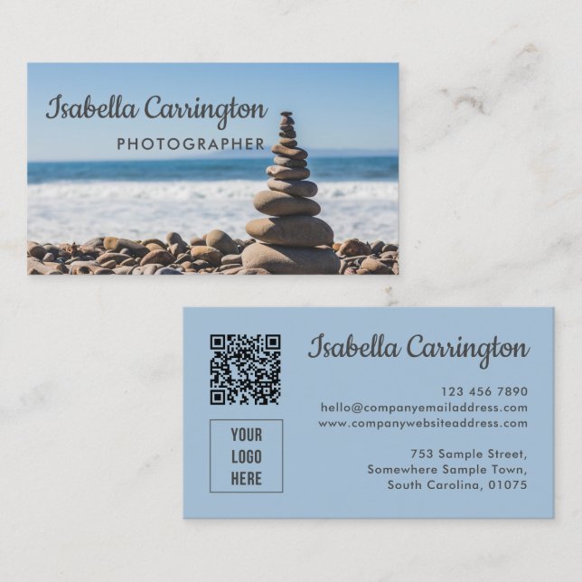 Photographer Logo Photo QR Code Business Card (Front/Back)