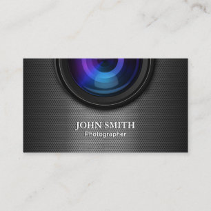 Photographer Metallic Camera Photography Business Card