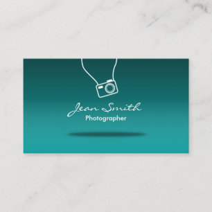 Photographer Minimal Camera Teal Photography Business Card