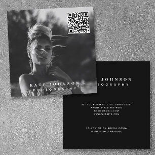 Photographer Minimal Photo QR Code Social Media Square Business Card