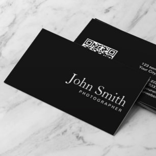 Photographer Minimalist Black QR Code Business Card