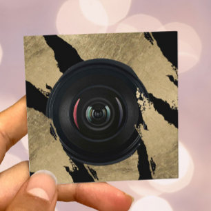 Photographer Modern Gold Brush Strokes Photography Square Business Card