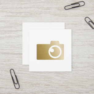 Photographer Modern Gold Camera Logo Photography Square Business Card