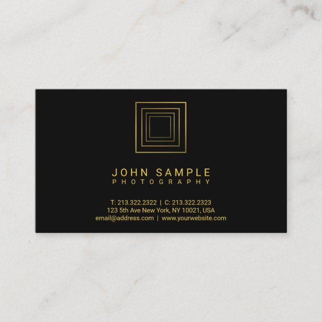 Photographer Modern Gold Look Photography Luxe Business Card (Front)