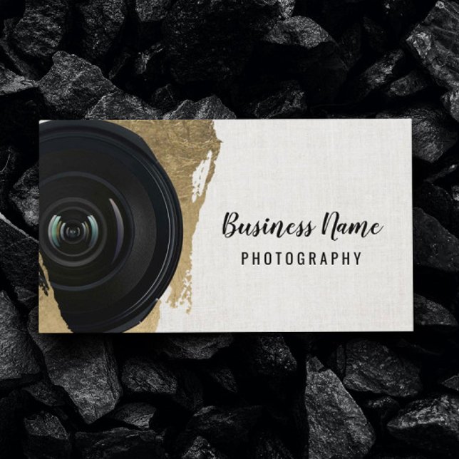 Photographer Modern Gold Stroke Photography Business Card (Creator Uploaded)