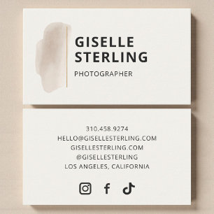 Photographer Neutral Beige Watercolor Minimalist Business Card