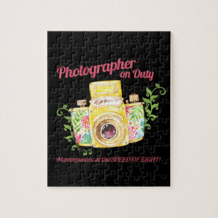 Photographer on Duty vintage camera design Jigsaw Puzzle
