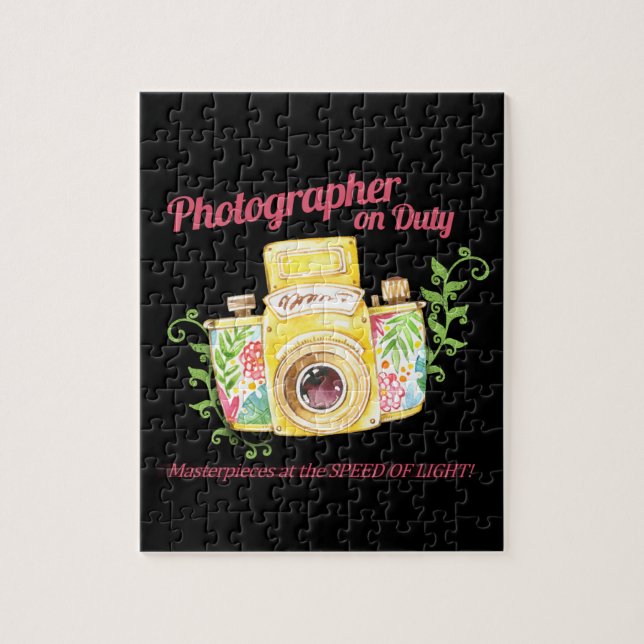 Photographer on Duty vintage camera design Jigsaw Puzzle (Vertical)