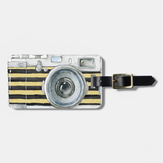 Photographer on Duty vintage camera design Luggage Tag (Front Horizontal)