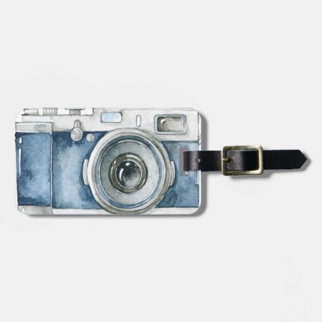 Photographer on Duty vintage camera design Luggage Tag (Front Horizontal)