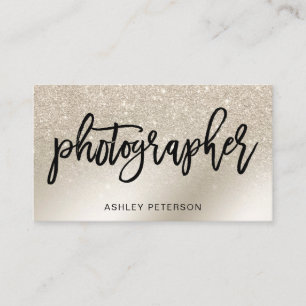 photographer pearl glitter ivory ombre metallic business card
