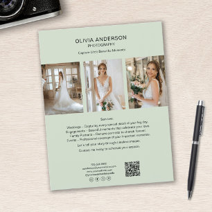 Photographer Photo QR Social Media Green Business Flyer