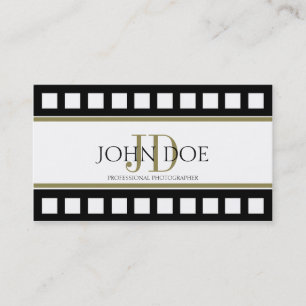 Photographer Photography Black Film Gold Monogram Business Card