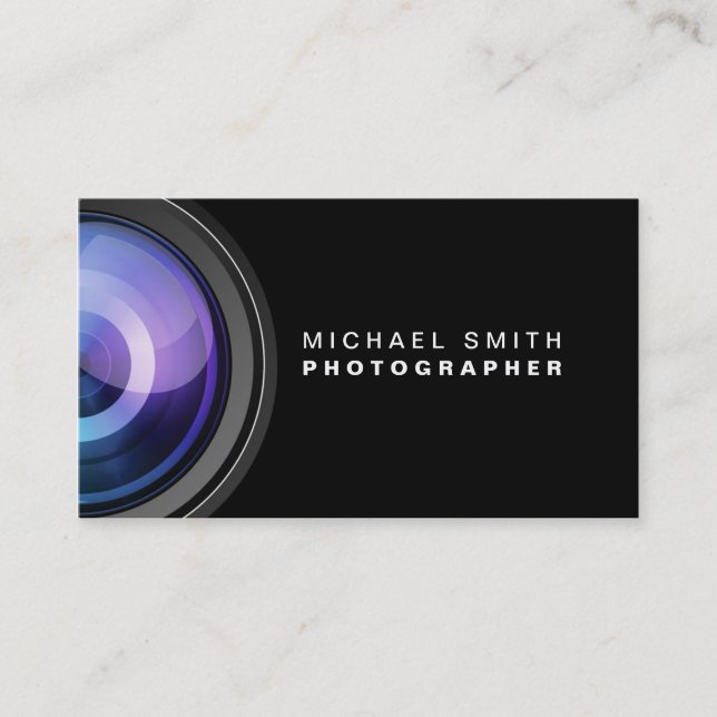 Photographer Photography Camera Lens Professional Business Card (Front)