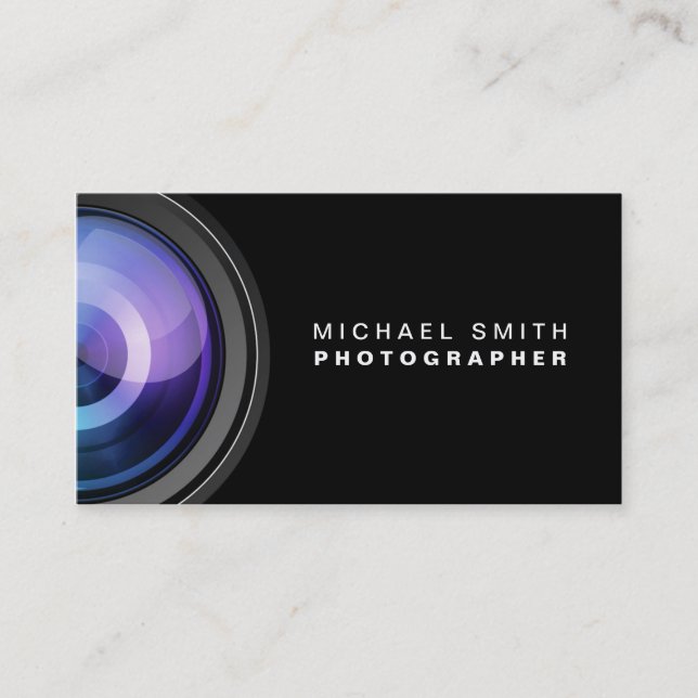 Photographer Photography Camera Lens Professional Business Card (Front)