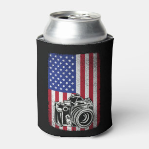 Photographer Photography Lover American Flag  Can Cooler